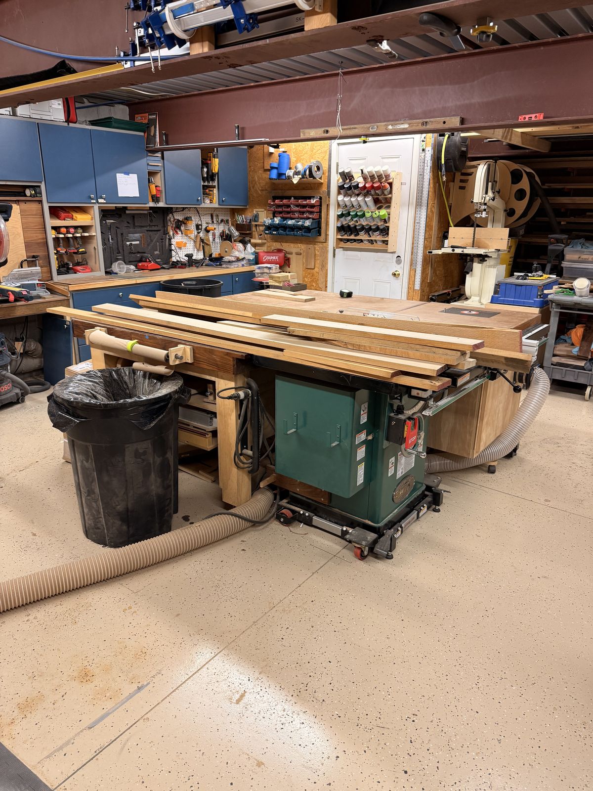 Breaking down sheets with the track saw sitting on the Grizzly