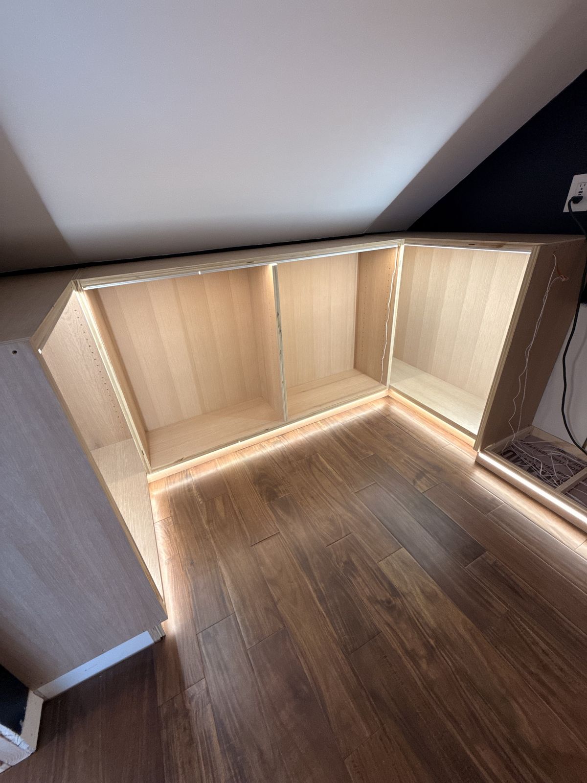 LED strip lighting under the base