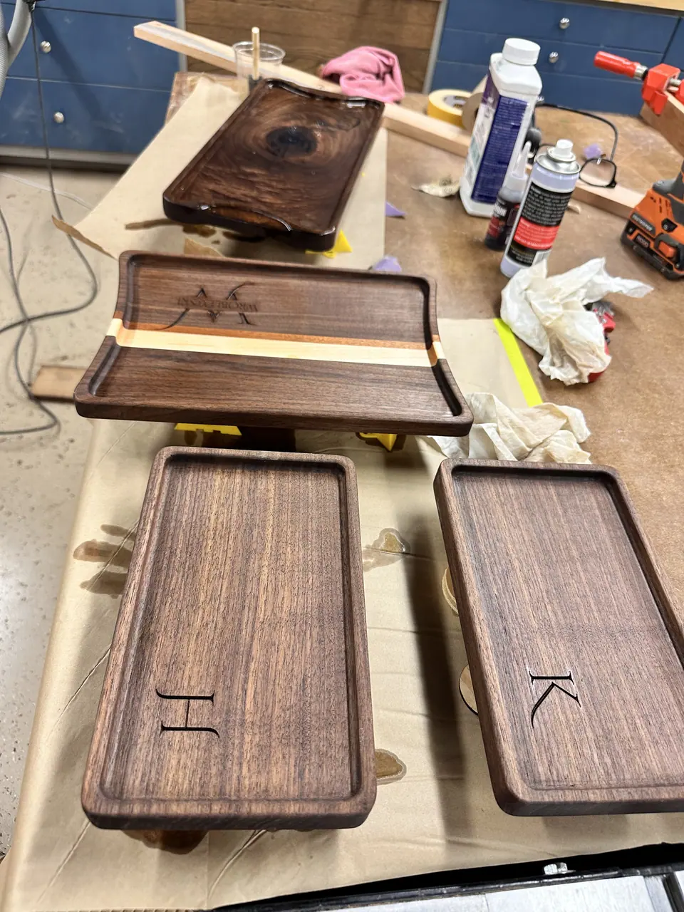 Personalized Walnut Valet Trays