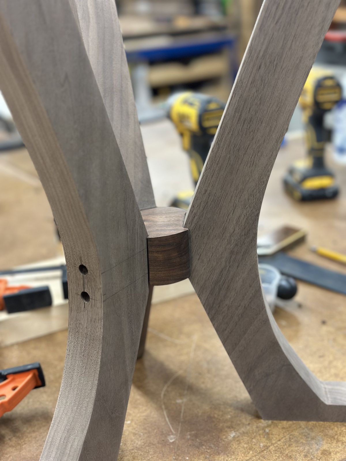 Domino mortises in the legs