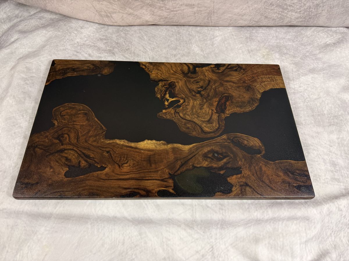 Walnut Burl Board with Black Epoxy