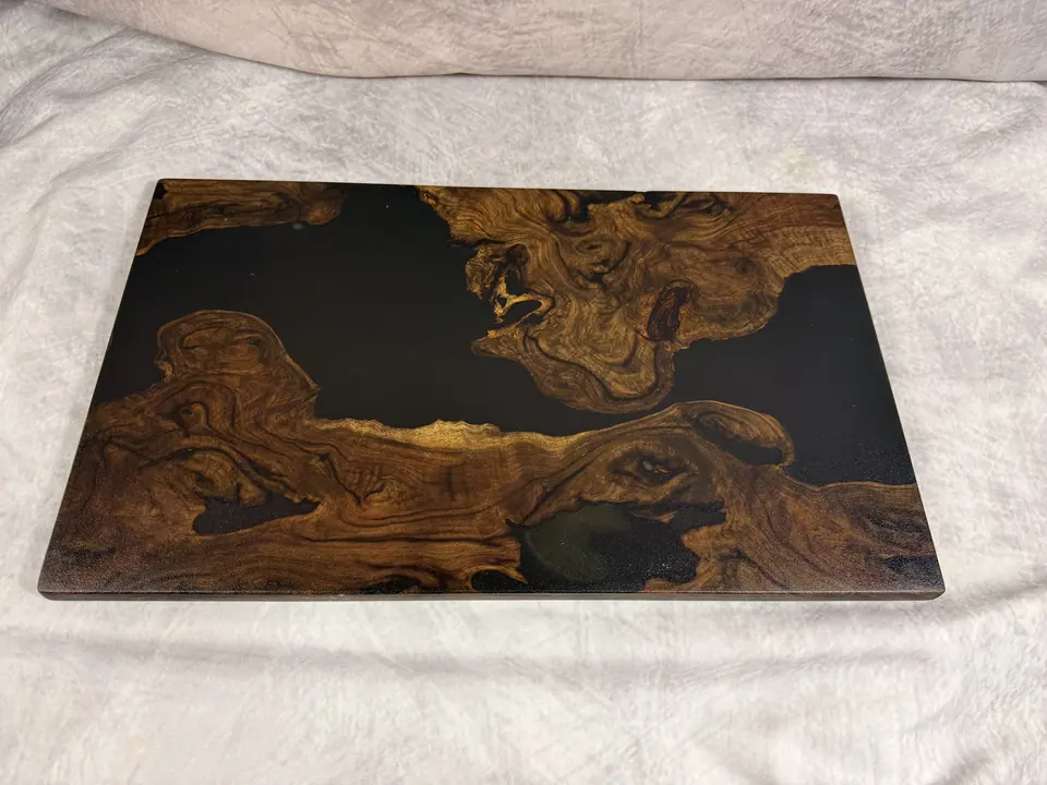 Walnut Burl Board with Black Epoxy