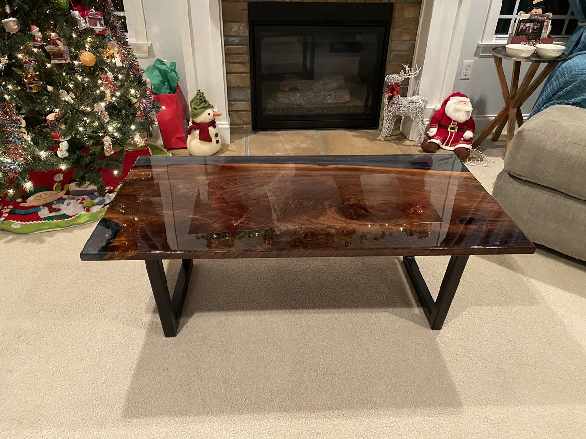 Walnut and Black Epoxy Coffee Table