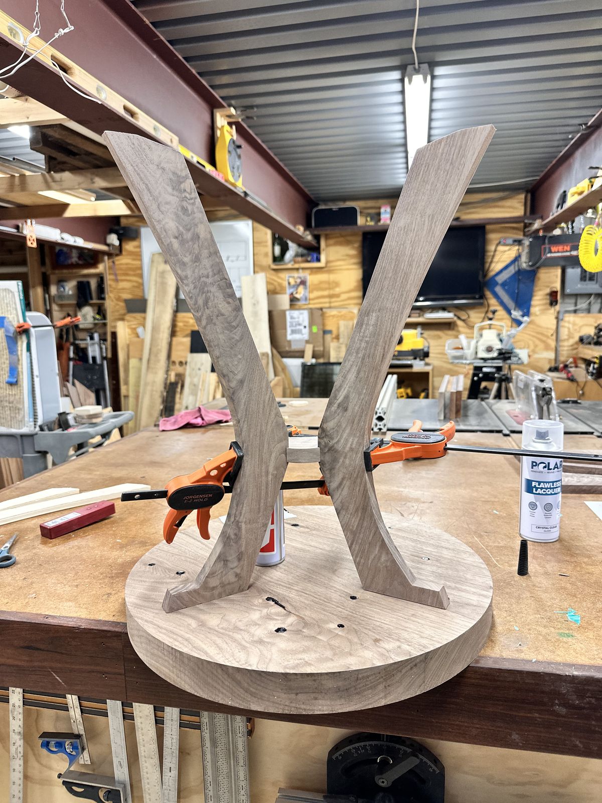 Test fitting the legs on the top