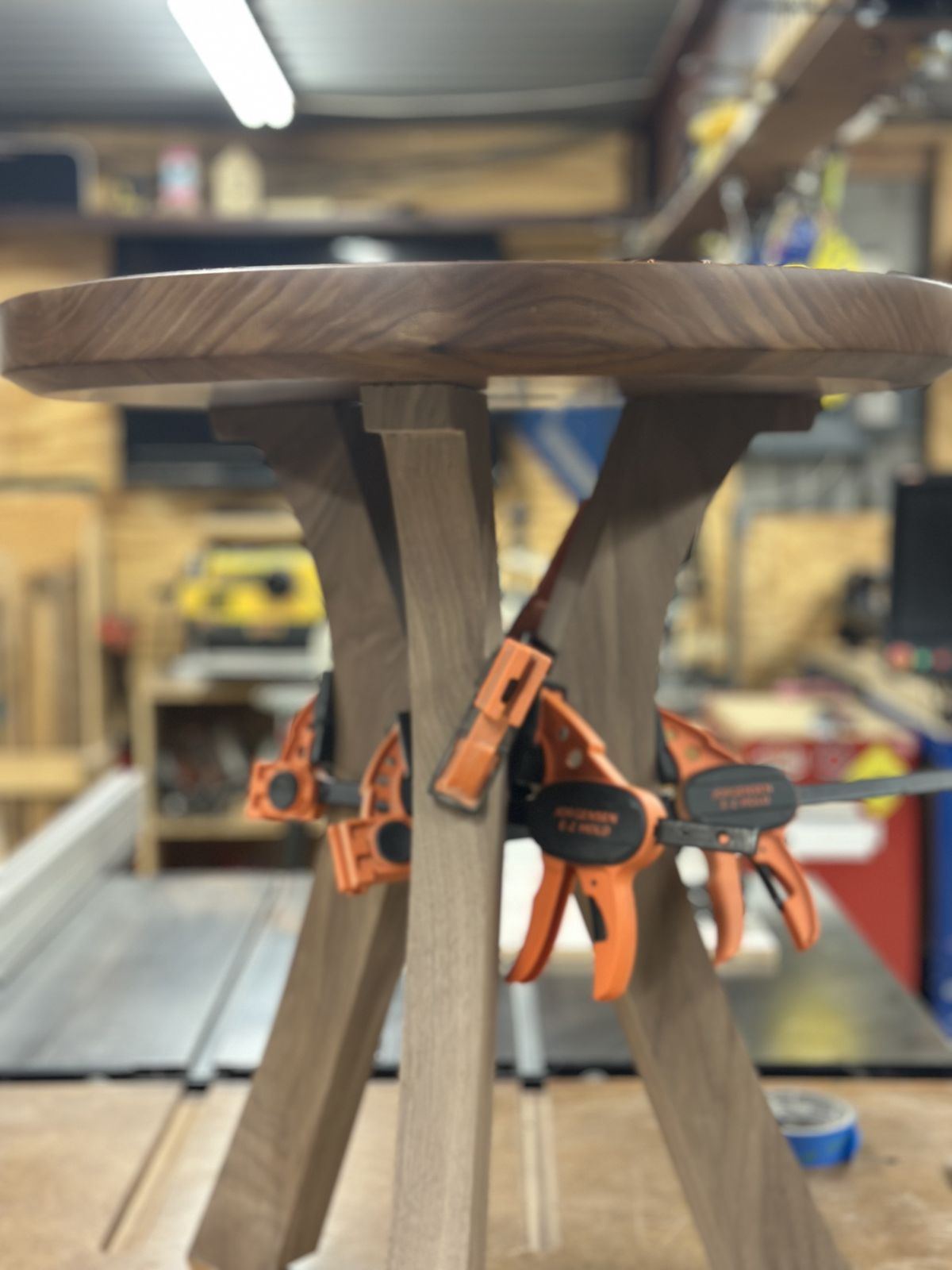The base glued up and clamped